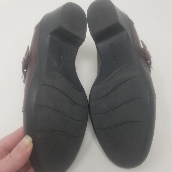 Clarks Collection Genette Vista Buckle Heeled Ankle Bootie Brown Leather Sz 7 M - Picture 7 of 12